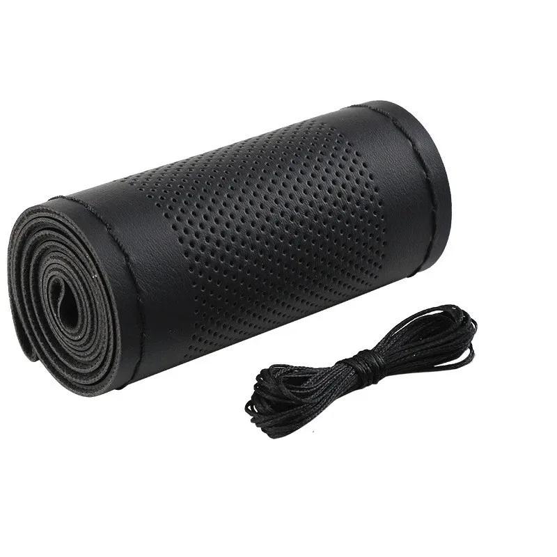 38 cm car steering wheel cover, super-fiber leather hand-sewn steering wheel cover and needle and thread internal accessories