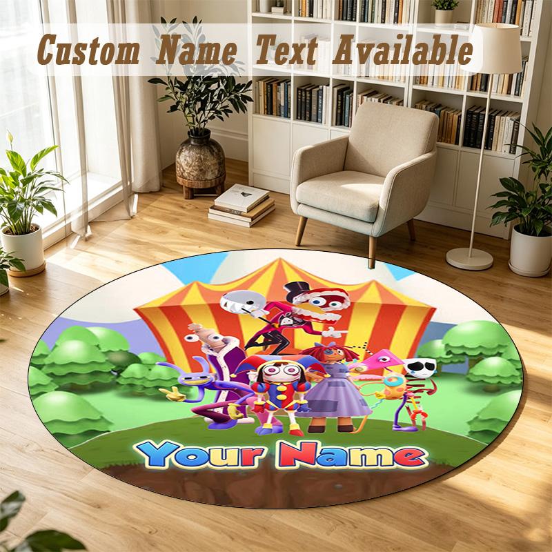 Round Rug Custom NameThe Amazing Digital Circus Pattern Non Slip Carpet Home Floor Decor