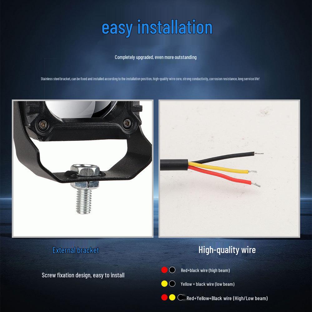 Cross-border LED Spotlight for Cars & Motorcycles: Yellow/White, High/Low Beam, External Light for Electric and Modified Vehicles