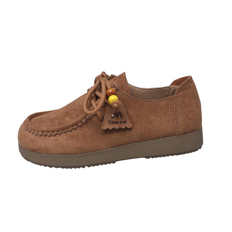 Women's Shoes Autumn New Retro Casual Kangaroo Shoes Platform Heightening Women's Single Shoes Women