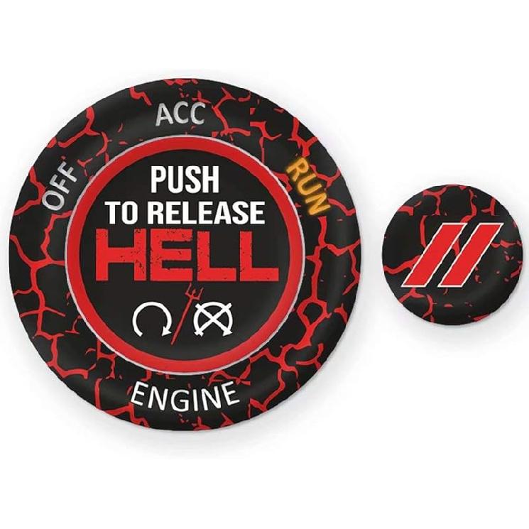 TOOLEPIC for Dodge Ram 1500 Challenger Charger Durango Accessories 2015-2024 - Engine Cover Start Stop Button Overlay Ruby Red Sticker Emblem - Push