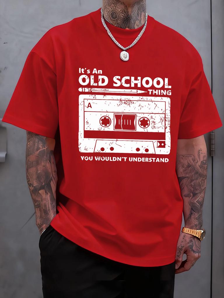 Mens Printed TShirt 100 Cotton Vintage Style Sportive Casual LooseFitting Comfortable TShirt