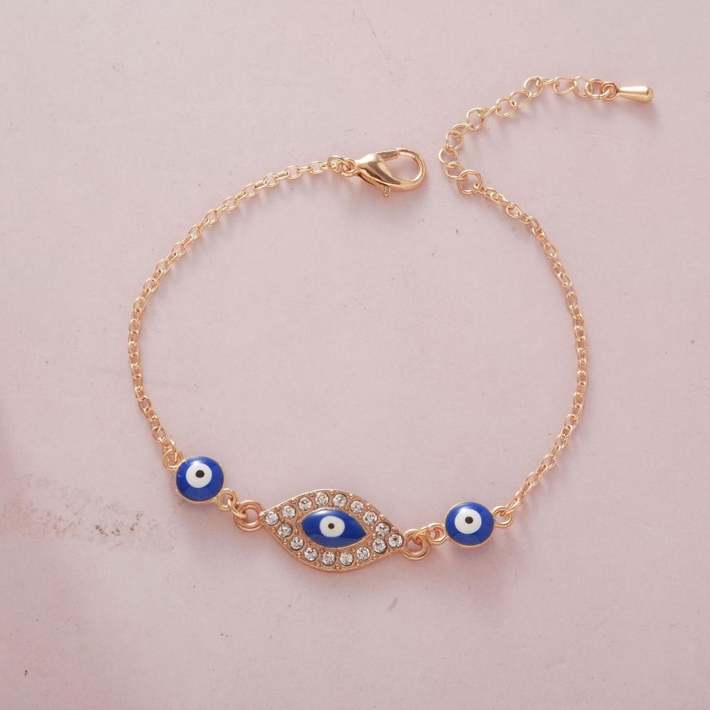 Ladies Titanium Steel Devil's Blue Pupil Crystal Bracelet Jewelry