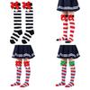 Cute Butterfly Bow Christmas Socks For Girls Long Tube Polyester Fabric