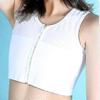 Damen Eisseide Atmungsaktiver Brustbinder Tomboy Lesbisch Transgender Korsett Tops Weste Reißverschluss Vorne Kurzes Bandagen Brustbinder-Weiß-4XL