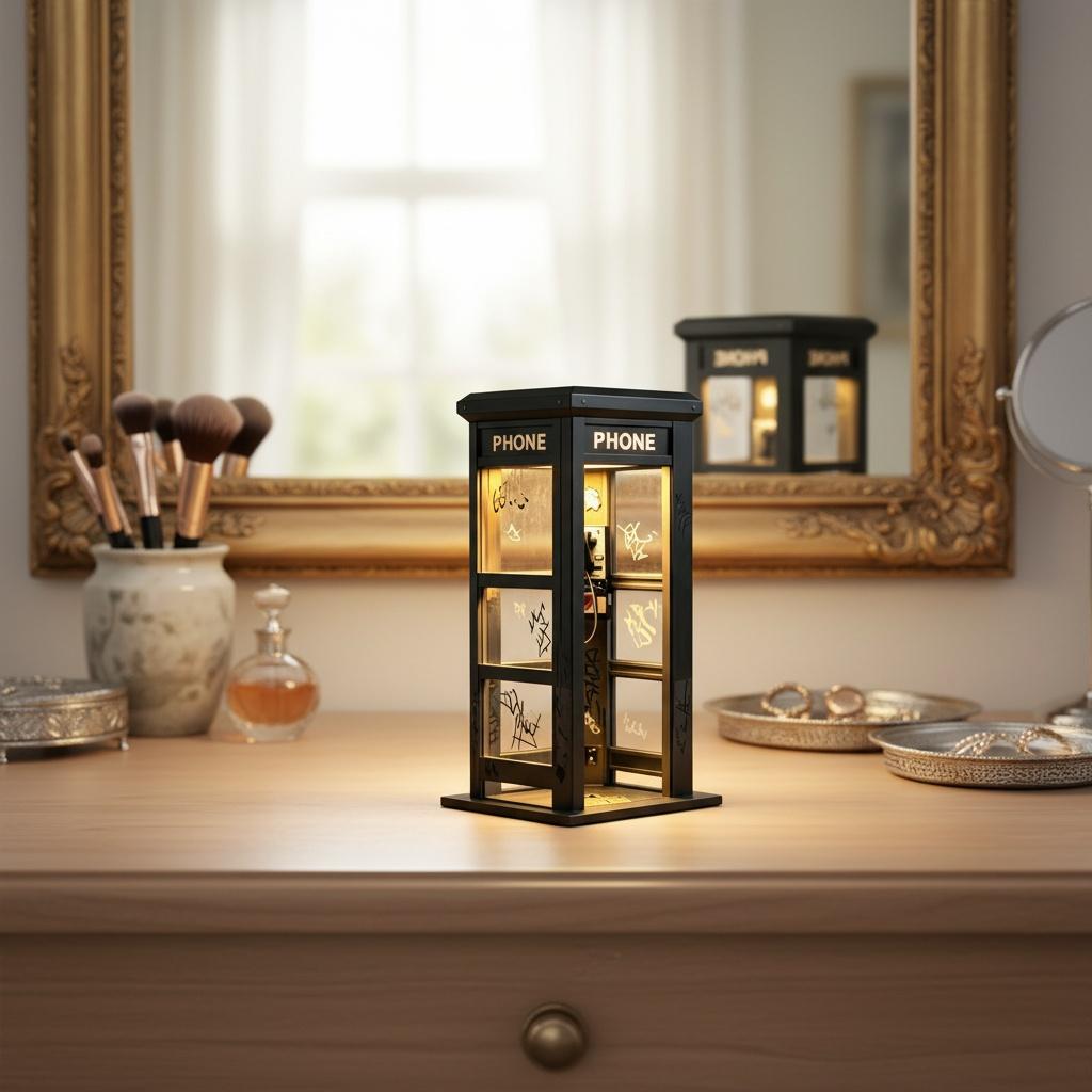 Retro Hohe Telefonzellenlampe mit Warmem LED-Licht Telefonzelle Nachtlicht für Schlafzimmer Büro Einzigartige Heimdeko Geschenk