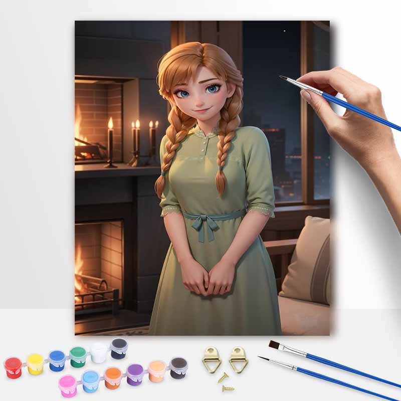 Disney Frozen Anna Portrait Oil Painting Handmade Painting Kit Diy Home Room Decoration Gift