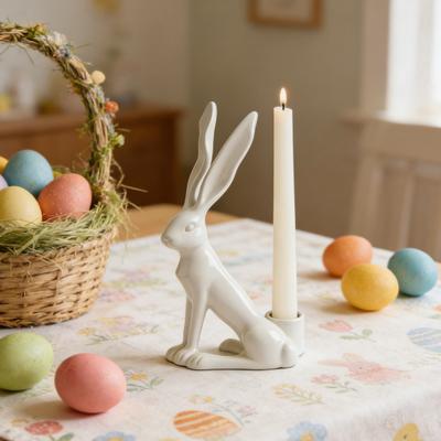 Easter Bunny Candle Holder Rabbit Taper Candle Stand Candlestick Table Centerpiece Spring Easter Holiday Party Desktop Decoration Ornament