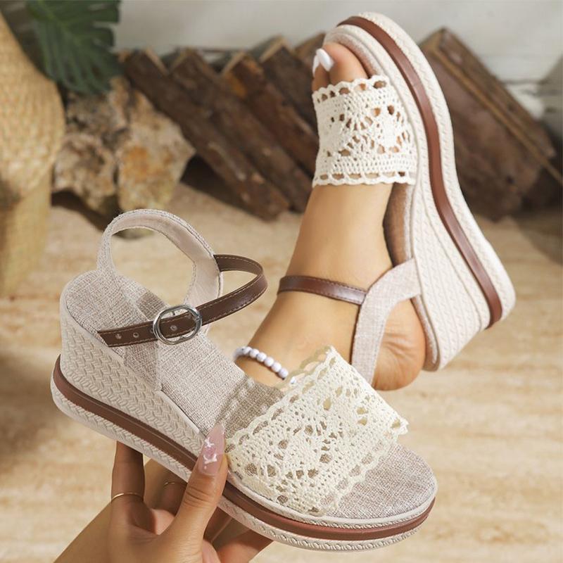 Fashion Summer Women Sandals Hollow Open Toe Shoes for Women Bohemian Beach Platform Woman Slides Adjustable Buckle Strap Women Slippers