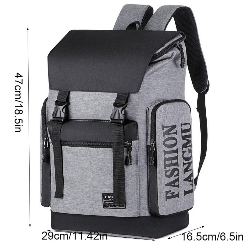 Multifunctional Men Backpack Letter Canvas Rucksack Simple Student Schoolbag Male