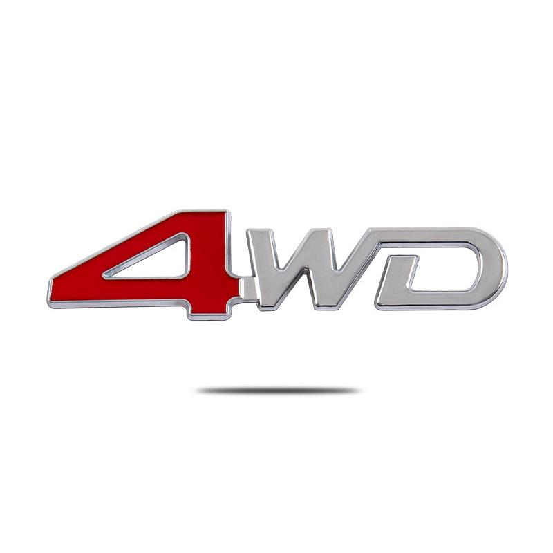 

3d Metal Red Black Logo 4WD Emblem Adhesive Letters Car Fender Badge Trunk Decal 4WD Sticker Accessories