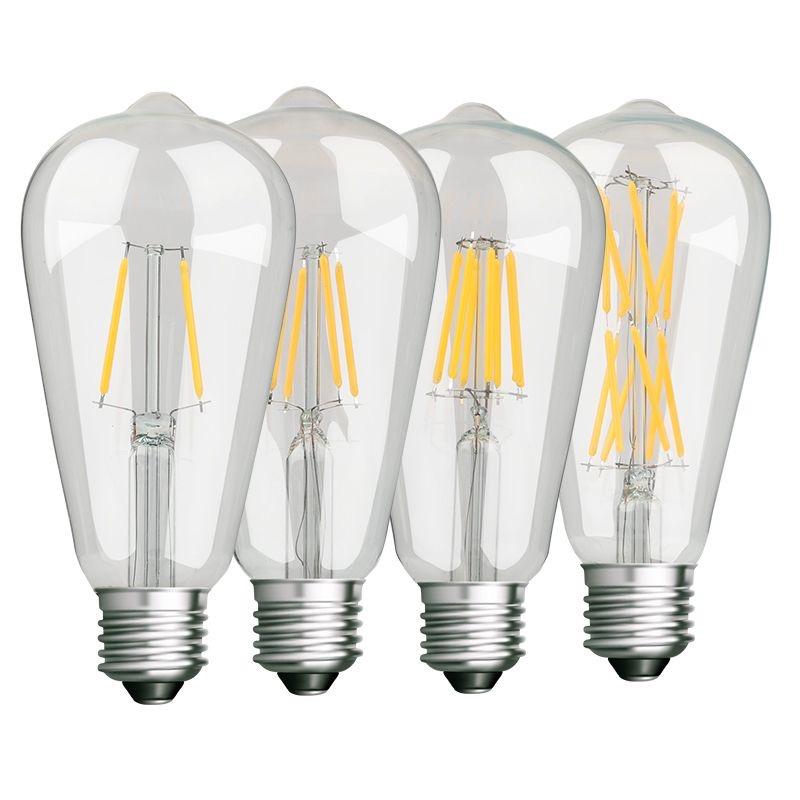 6PCS LED ST64 E27 2W 4W 6W 8W 10W 12W 4000K White Warm Intage Edison Filament Bulb Dimmable E27 B22 110V 220V Energy Light Lamp