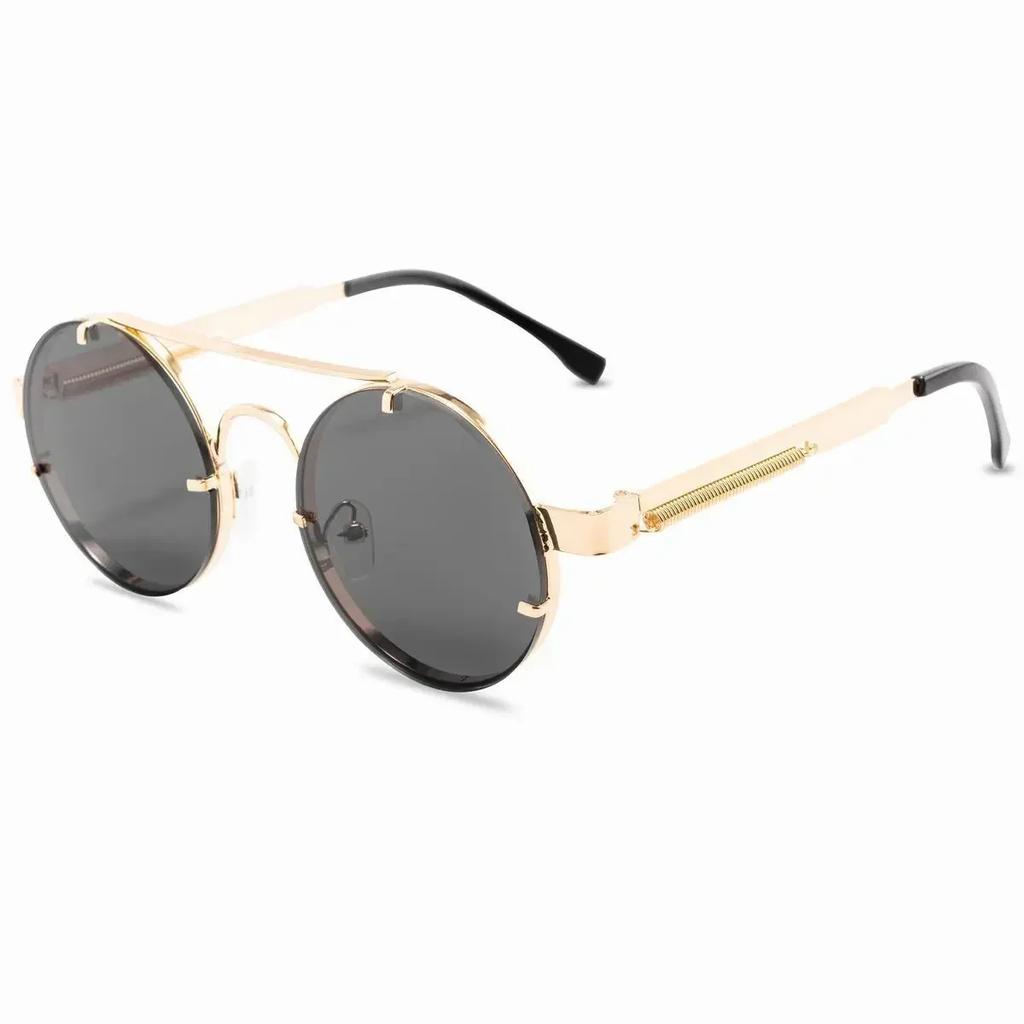 Classic Gothic Steampunk Sunglasses Luxury Brand Designer High Quality Men and Women Retro Round Metal Frame Sunglasses UV400