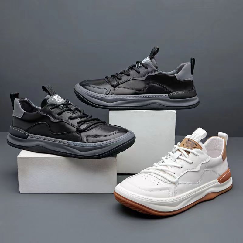 High End Brand Men's Leather Casual Shoes Thick Soled Wear-resistant Men's Oxford Shoes Lace Up High-quality Men's Hiking Shoes