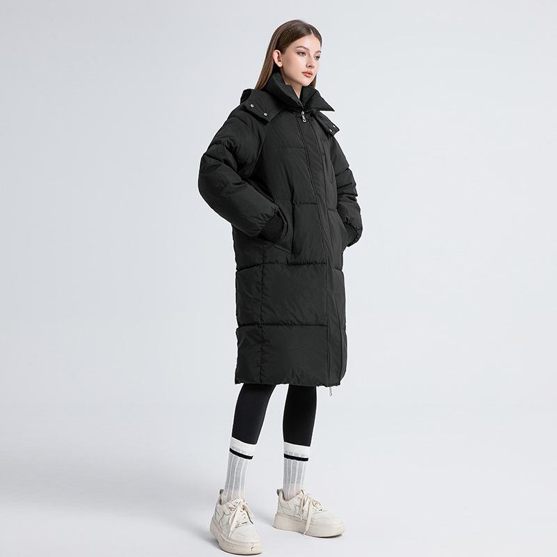 New wrinkle-resistant hooded windproof lightweight thickened fluffy warm warm cold loose medium-length high-quality fabric casual sports jacket