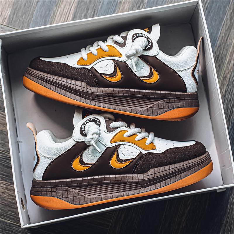 

Autumn new men s platform rocking shoes leather surface sports and leisure niche shoes student versatile live broadcast dad men s shoes 39