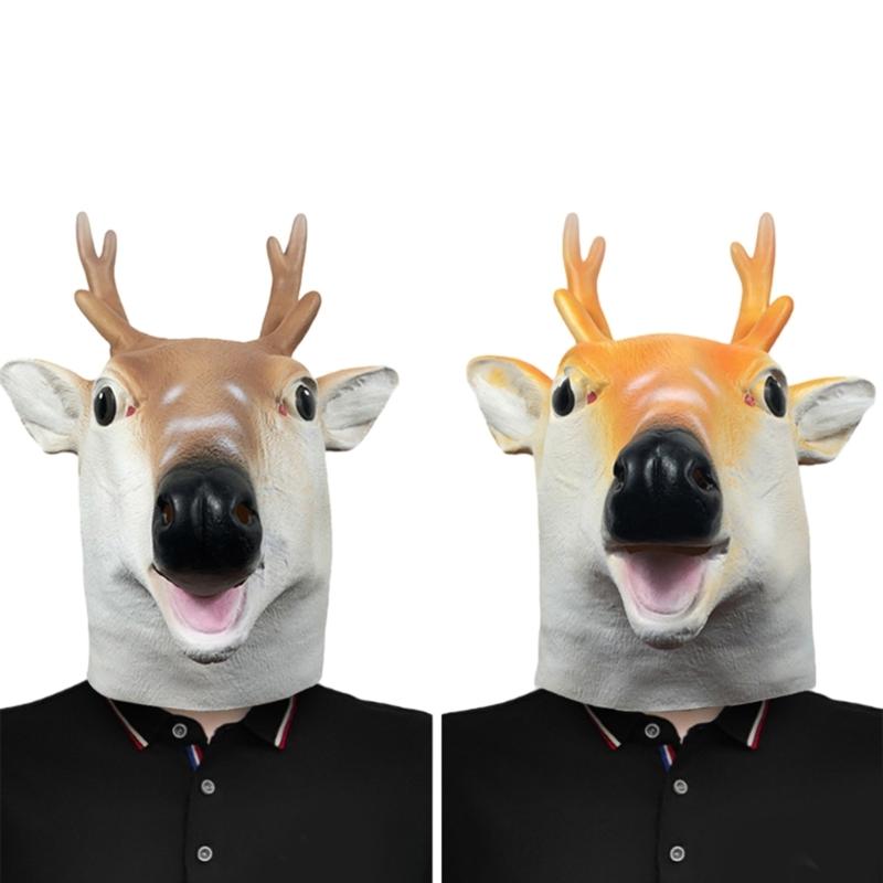 Sika Deer Mask Halloween Animal Head Mask Full Head Latex Mask for Kids Adults