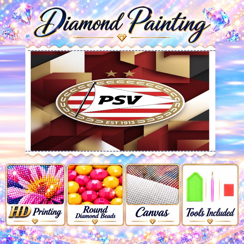 PSV Eindhoven FC Diamond Painting Kit 5D Full Drill DIY Diamond Mosaic Wall Art Home Decor