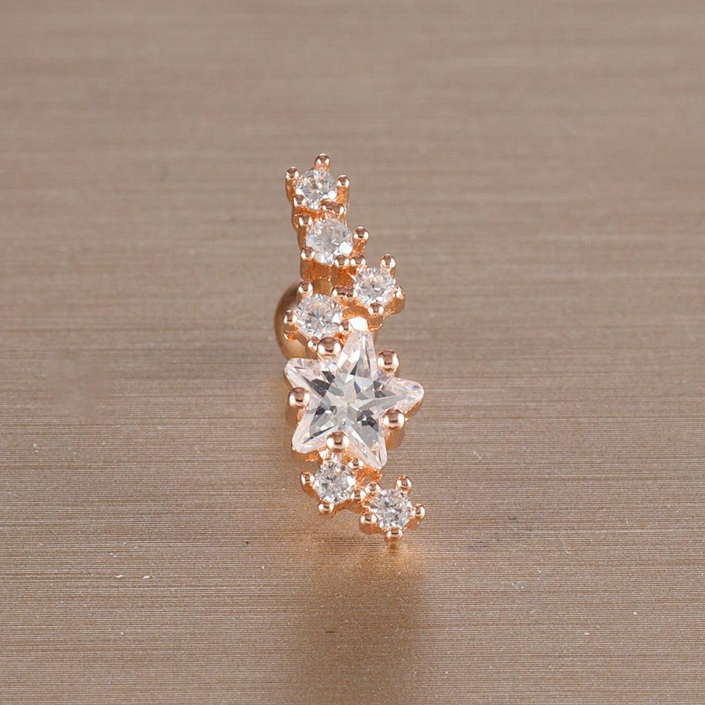 1PC 6 Styles Stainless Steel Mini Zircon Cartilage Piercing Stud Earring For Women Helix Tragus Piercing Women's Body Jewelry