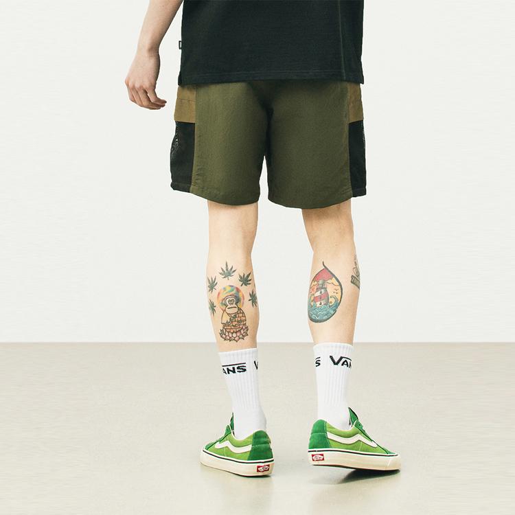 Vans Color Block Patchwork Cargo Shorts Men Shorts Army-Green VN0A54E8ZD8