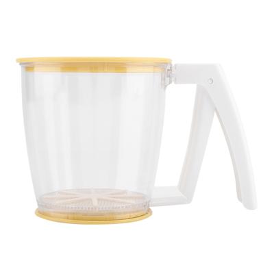 Hand Held Cup Flour Sifter Strainer Powder Mesh Sieve Baking Supplies Tools with Lid