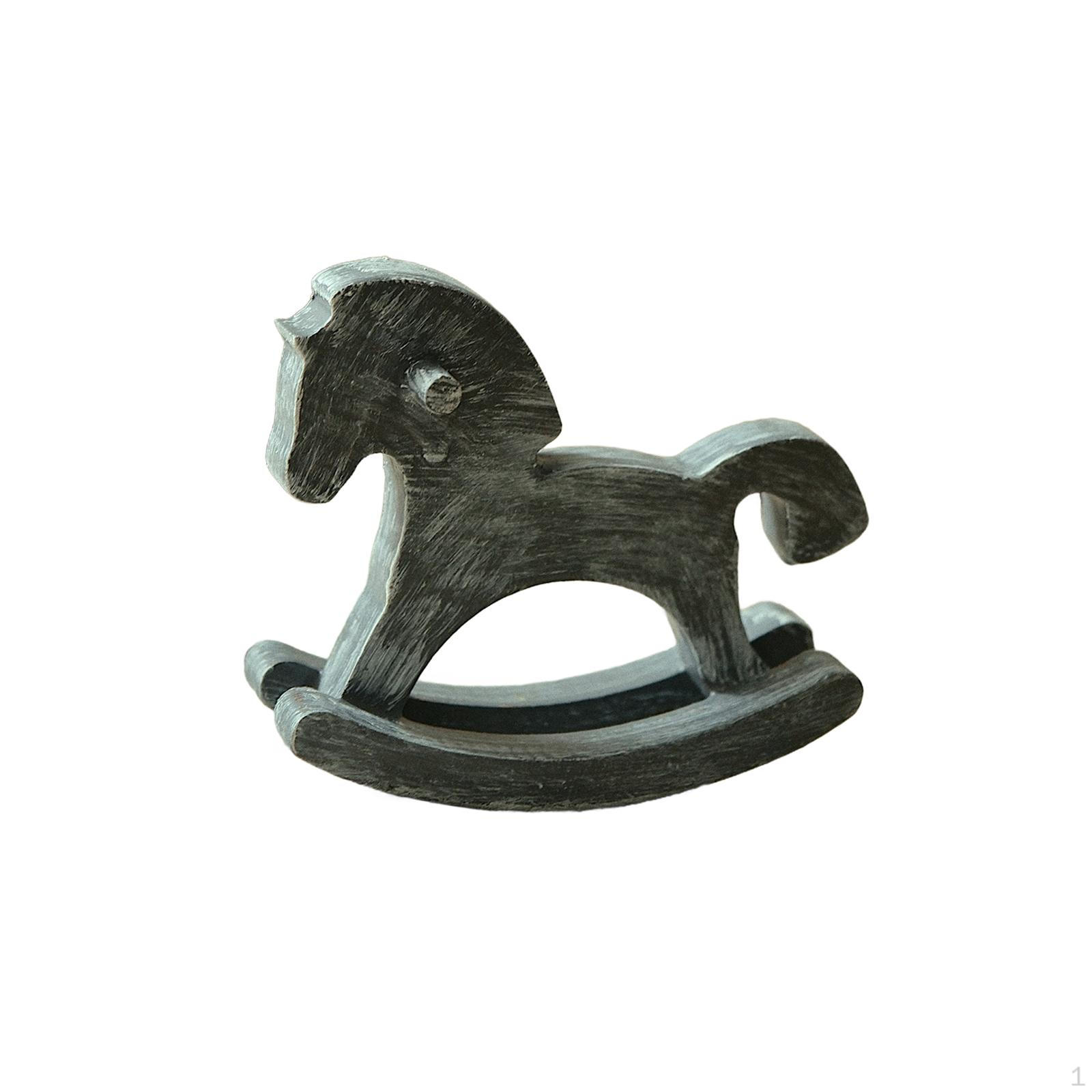 

Деревянная лошадка-качалка Рождественский декор Подарок на день рождения Центральный элемент Сувенир Коллекция Маленький Blue Grey