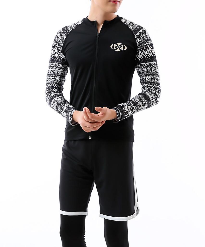 Dangun Cool Air Stone Print Zip-Up Long Sleeve Rash Guard