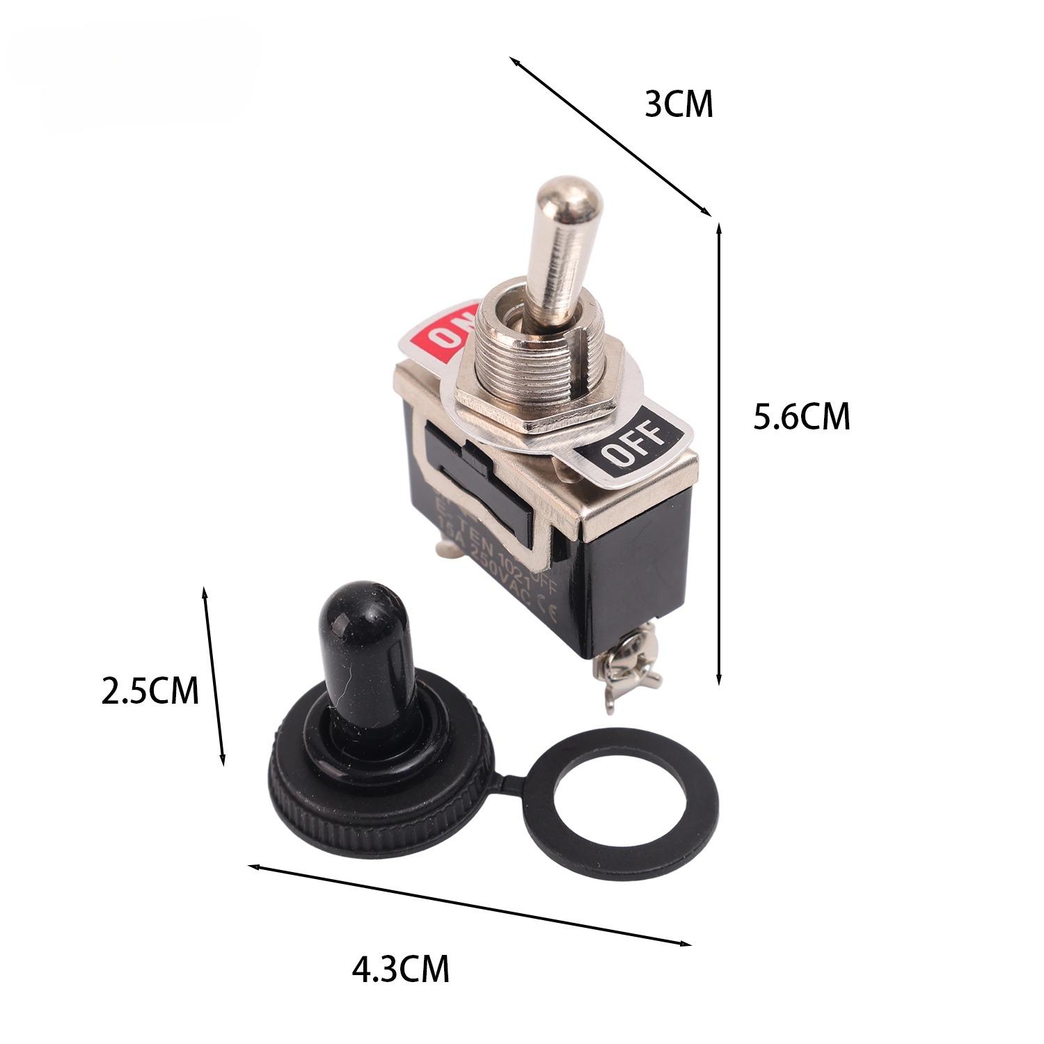 Toggle Switch E-TEN 1021 2pin Waterproof Cover 15A 250V Rocker Switch Car Boat on Off SPST Terminal Auto Toggle Switches