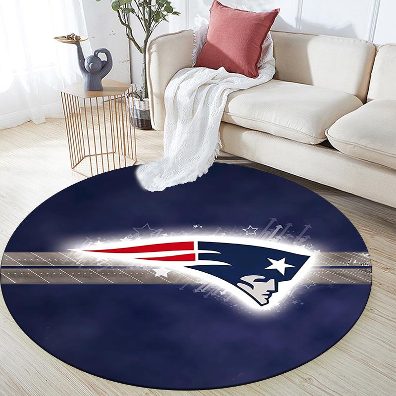 New England Patriots2 Round Area Rug,Carpet Rug for Living Room Bedroom Sofa Playroom Decor,Non-slip Floor Mat