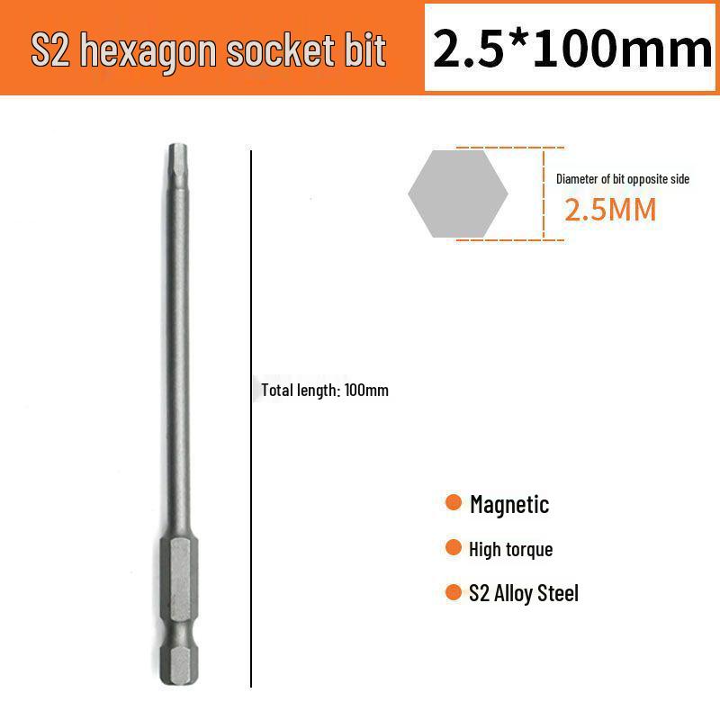 Sechskant S2 Magnetischer Pneumatischer Elektrischer Schraubendreher Bit-Satz mit Verlängerten Bits