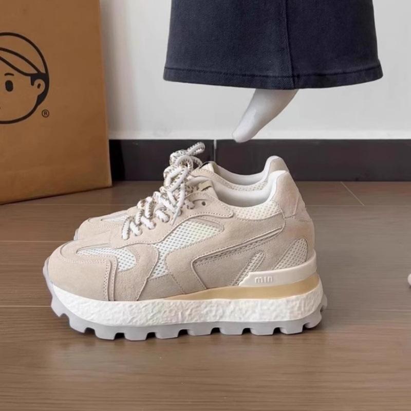 [Inner height increase of 8cm] Small thick-soled Forrest Gump shoes for women's 2025 summer new net-transparent sports and leisure moral training sho