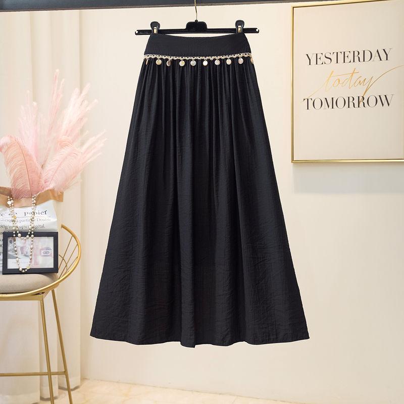 

Белая юбка миди женская летняя новая плиссированная юбка с высокой талией А-силуэта юбка-зонтик 2XL чёрный