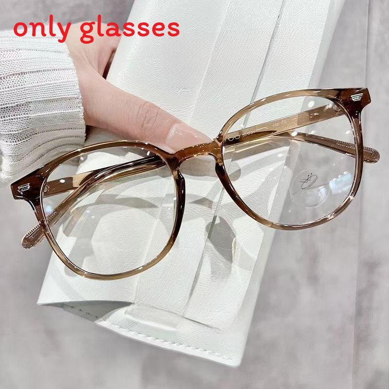 

Fashion Round Glasses With Blue Light Blocking For Women And Men In Pc Frame Elegant Brown