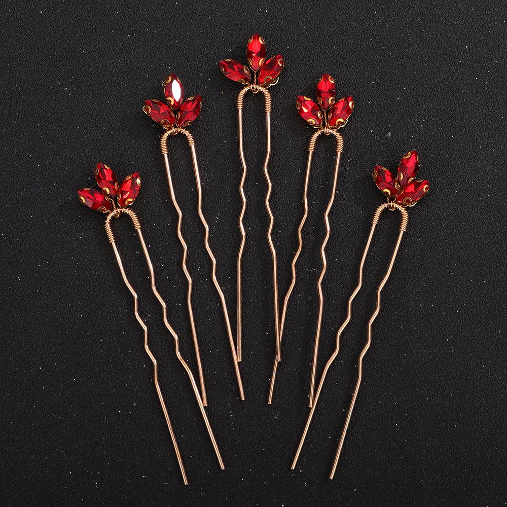 European & American Green Rhinestone Hairpin: Elegant U-Shaped Wedding Hair Accessory for Qipao Dresses.