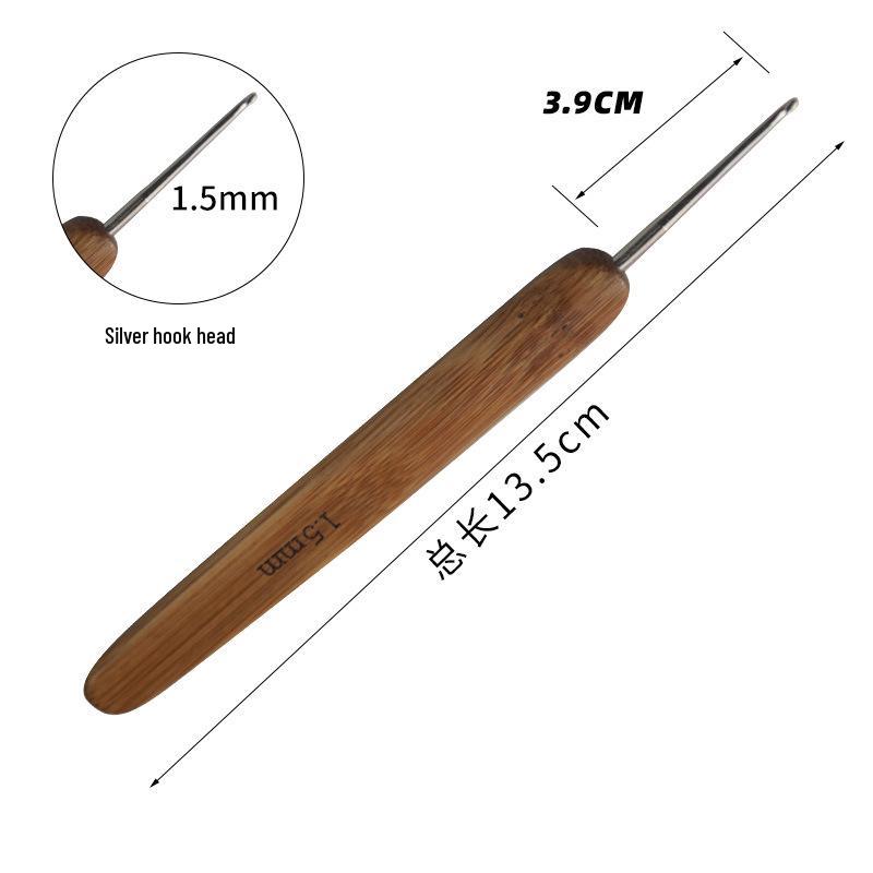 Bamboo Handle Crochet Hook with Metal Head for Dreadlocks & Knitting