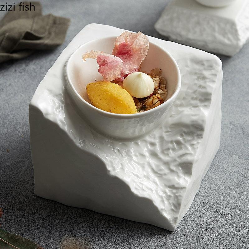 Irregular Shape Ceramic Ramen Noodle Bowl Dinner Plates Soup Pot Restaurant Solid Color Tableware Snack Dessert Plate Salad Bowl