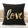 Love Christmas Style Black Soft Fabric Gold Print Pillowcase Home Hotel Bedding Room Decoration Pillowcase 45cm*45cm