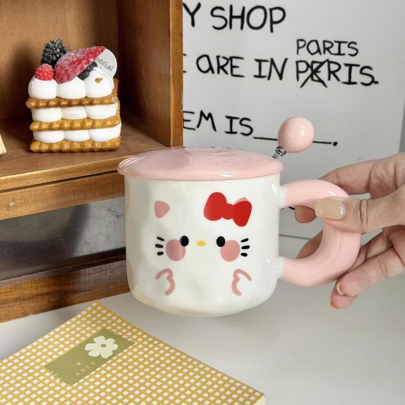 Cute Star Ceramic Mug with Lid  Spoon