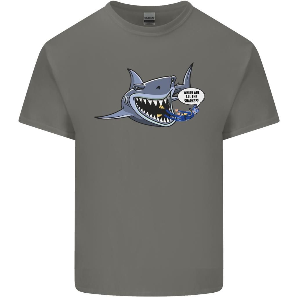 Where Are the Sharks Scuba Diving Diver Unisexs Light Cotton TShirt