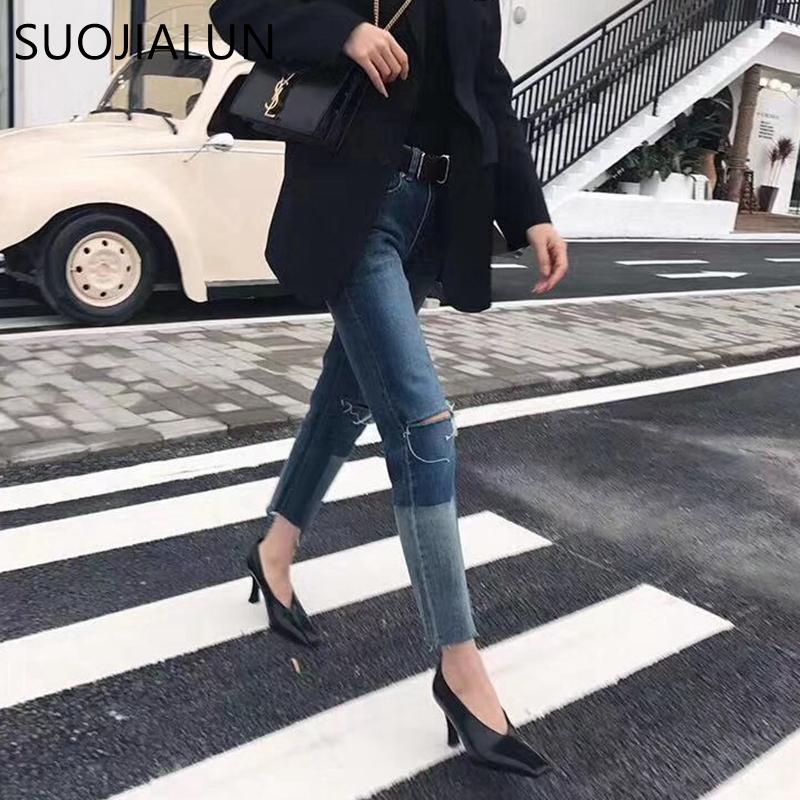 Fashion SUOJIALUN Brand High Heels Women Pump Elegant Shollow Pointed Toe Office Ladies Shoes High Quality Sexy Party Pump Shoes