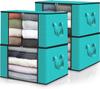 Totes 4 Pack Clothes Storage Foldable Thick Fabric Blanket Storage Containers For Organizing Bedroom Closet Comforter Organizati
