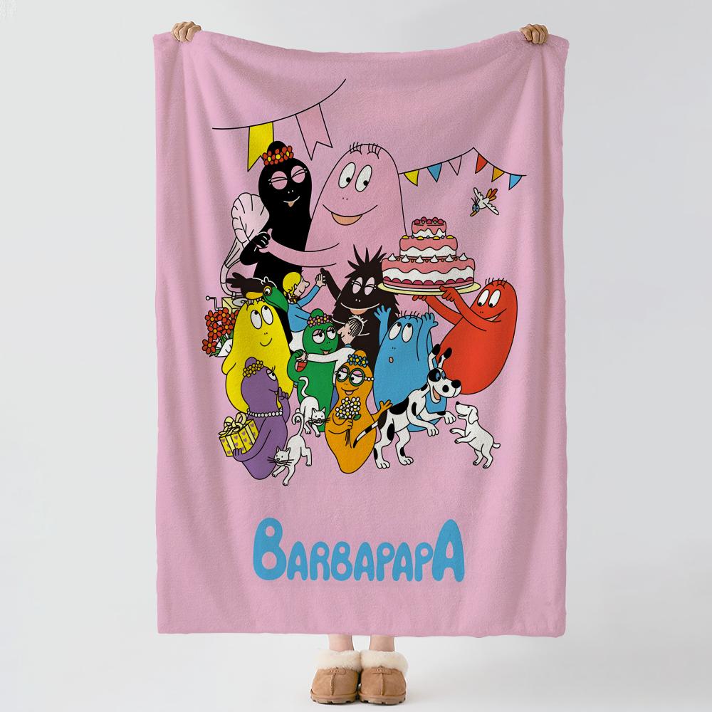cartoon B-Barbapapa-a Throw Thick Comfort Flannel Quilt, Multi-scene Use Indoor Outdoor Daily Nap