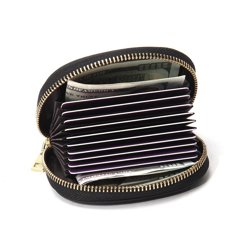 Chic Genuine Leather Accordion Card Holder - Multi-Slot, Slim & Stylish for Cards and IDs