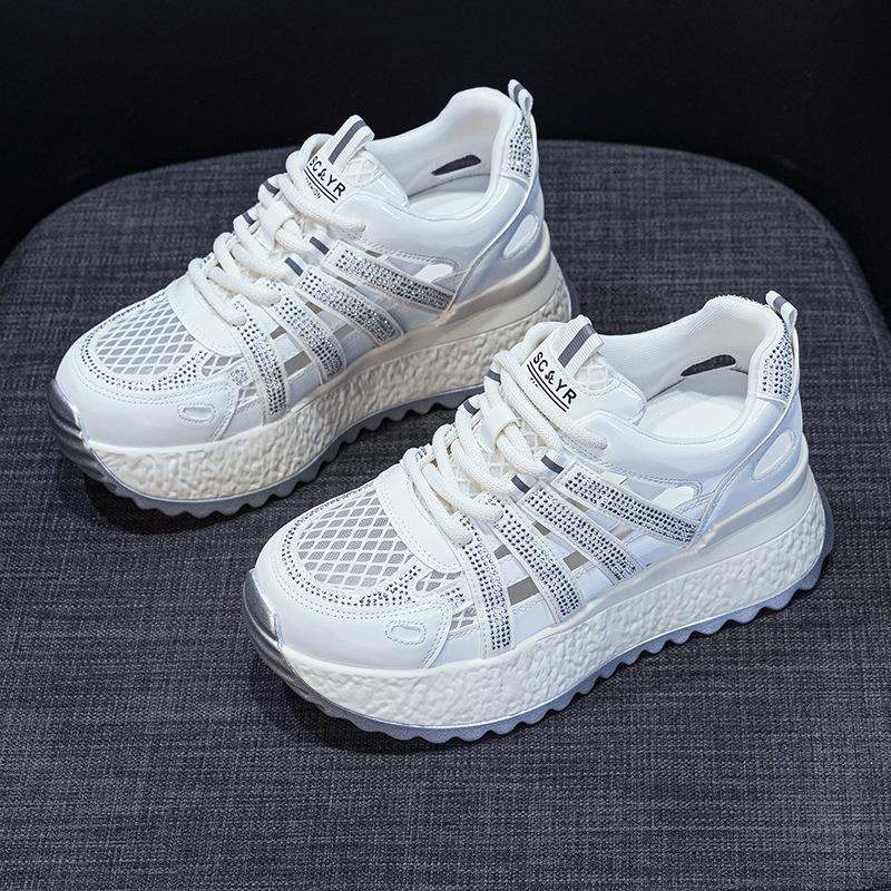 Hollow Dad Shoes Women's 2025 Summer New Thick-soled Breathable Mesh Versatile Casual Sports Super Fire Little White Shoes Women's Shoes