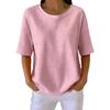 2026 Summer New Fashion: Simple Solid Color Waffle Knit Round Neck Short Sleeve Top