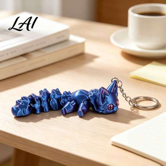 3D Printed Fox Keychain Articulated Keychain Flexible Joint Animal Pendant with Metal Fun Desk Decoration Key Ring Creative Figurine Toy Bag Charm