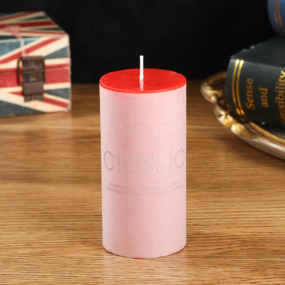 Classic European Red Large Cylinder Candle Odorless Romantic Wedding Hotel Decoration Thick Candle