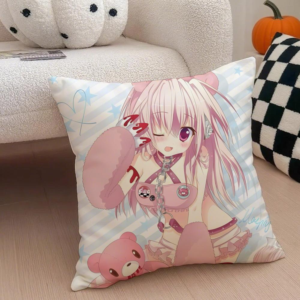 Cute Vibrant Japanese Idol SSuper Sonico Cushion Cover Throw Pillow Cover Hidden Button Durable Polyester Chair Cushion