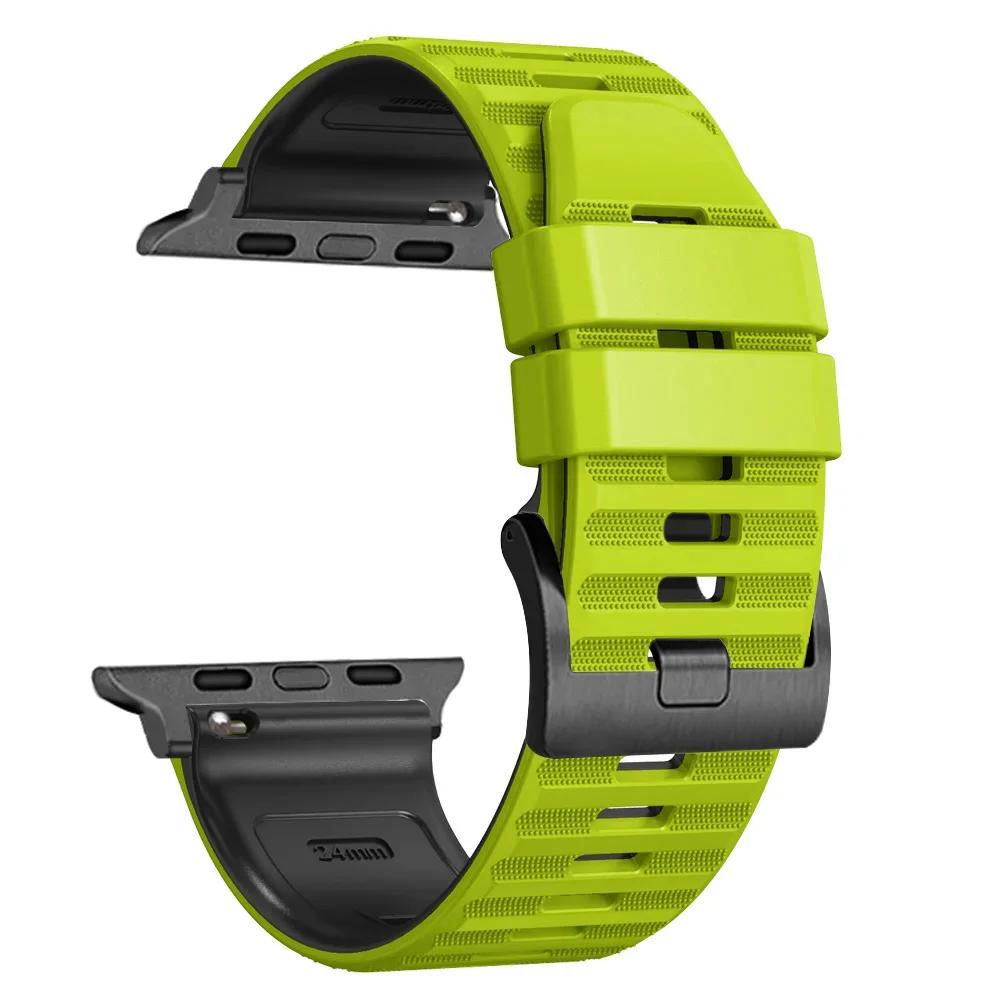 

Спортивный силиконовый ремешок для Apple Watch Ultra 2 49 мм браслет-браслет для Apple Watch Series 9 8 7 SE 6 45 мм 44 мм 42 мм аксессуар 42mm 44 mm 45mm 49mm темно-зеленого