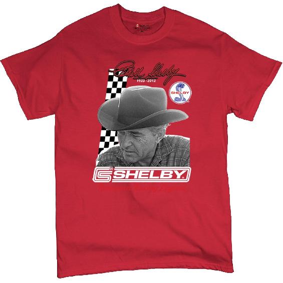 Carroll Shelby Signature T-Shirt GT500 Mustang Muscle Car American Racing Legend Lives Powered by Ford Men's Tee